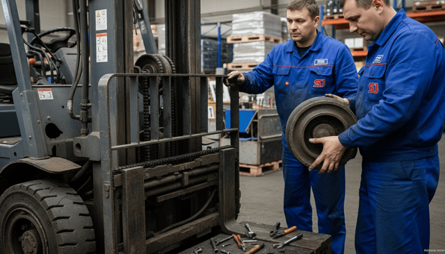 Ремонт мачты и замена роликов